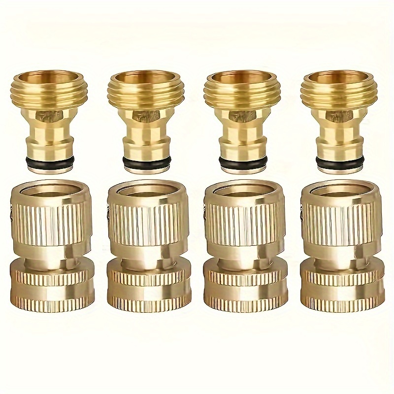 

2 Pack Brass Garden Hose Quick Connect Fittings With 3/4" Female And Male Threads, American Standard No-clamp Adapters For Outdoor Lawn And Gardening Use