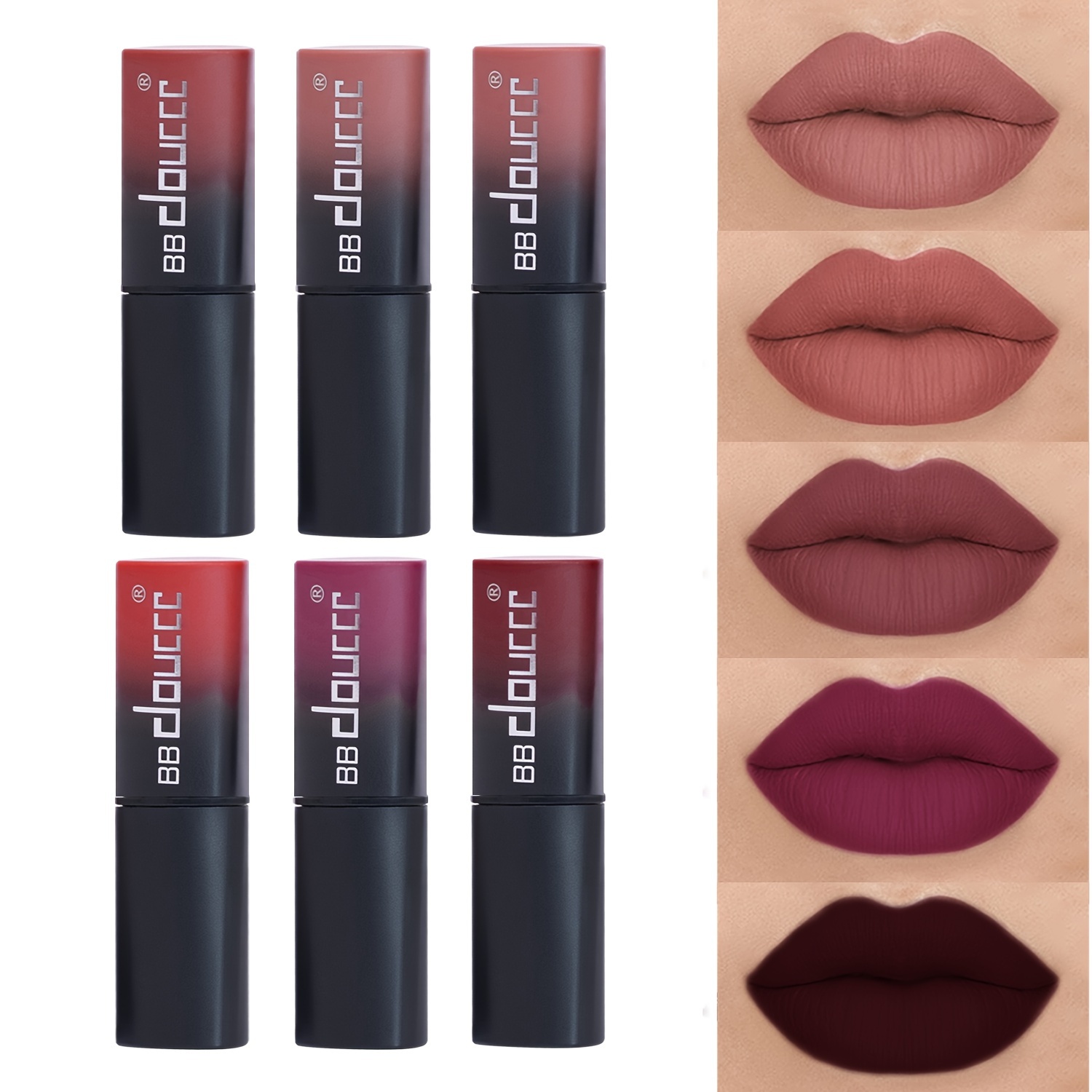 

Delice Black Rose Matte Lipsticks, Velvet Dark Chocolate Series, Long-lasting, Waterproof, Lightweight Formula, High Pigment Lip Gloss Makeup (12 Colors)