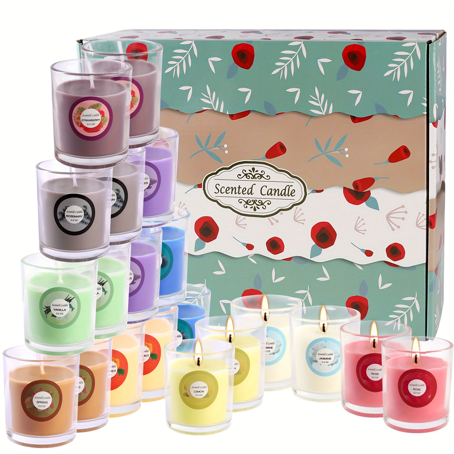 

20 Colorful Glass Cups, Aromatherapy Candles, Niche Long-lasting Fragrance With Hand Gifts