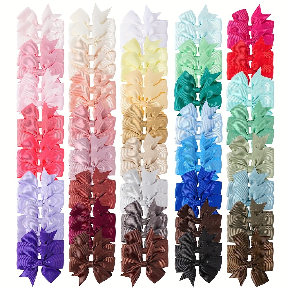 TEMU 40pcs Cute Bow Hair Clips For Girls - Vibrant Candy Colors, Polyester, Perfect For Ponytails & Festive Outfits