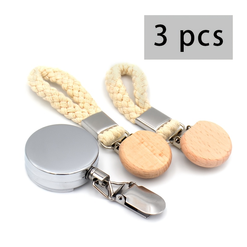 TEMU 3pcs Wire Non-punch Towel Clip, Double-sided Adhesive Key Hook Anti-lost Retractable Buckle To Multiple Scenes, Automatic Retractable Towel Rack