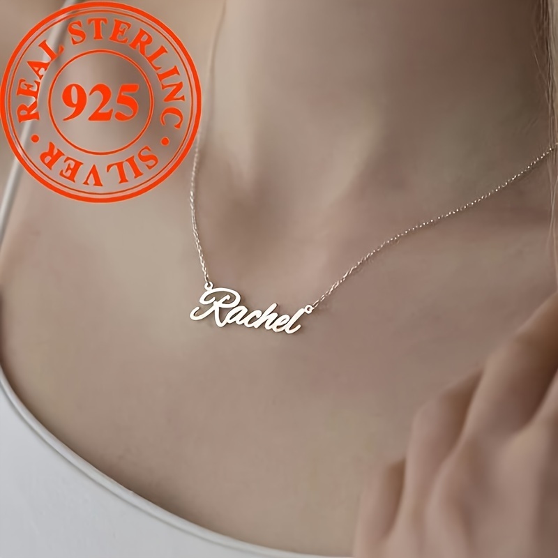 

Elegant 925 Sterling Silver Personalized Name Pendant Necklace, 3g Custom Engraved Fashion Jewelry For Women, Ideal For Daily Wear And Gift-giving, 18k Golden Plated, No Stone, All-season Versatility