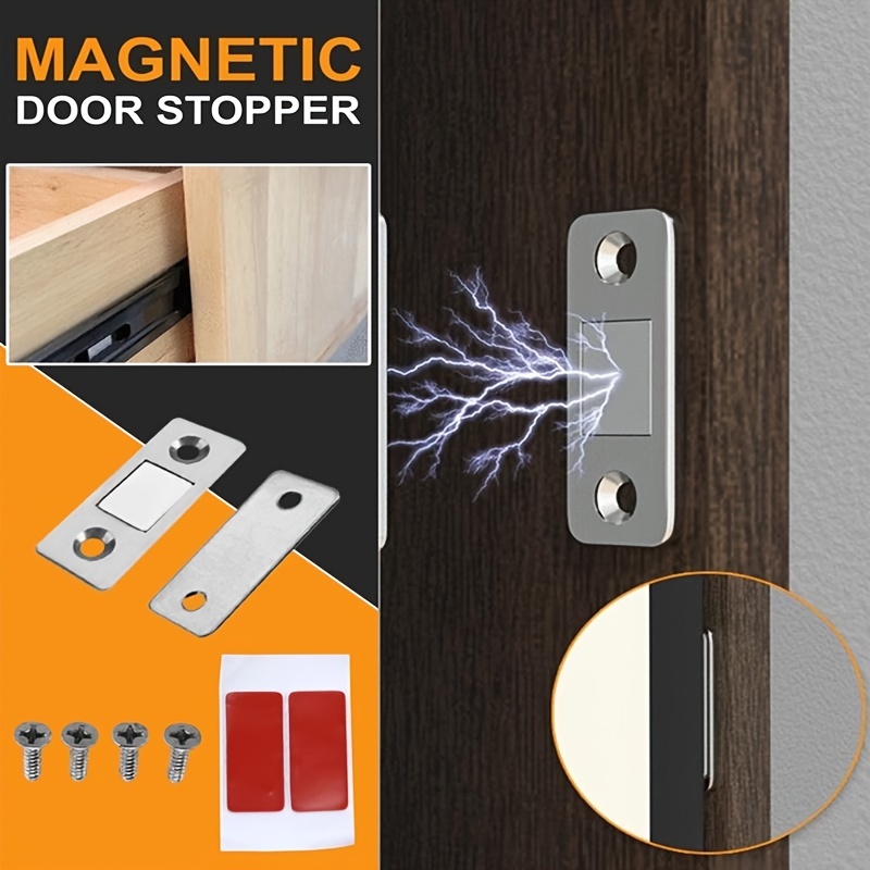 10 Pack Ultra Thin Magnetic Door Catches - Punch-Free Adhesive Cabinet & Drawer Closers