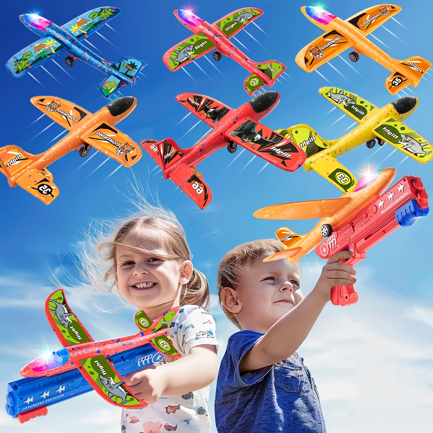 3/6pcs Airplane Launcher Toy With 3 Stickers - Interactive Flying Game, 2 Flight Modes, Durable PP Material, Easy Assembly - Ideal For Outdoor Play, Halloween, Christmas, Birthday Gifts For Ages 3-12