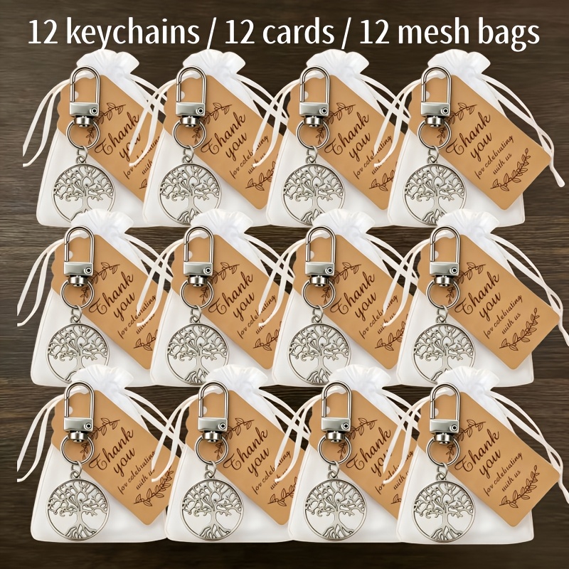 TEMU Ensemble de 36 pièces/12 ensembles de porte-clés Arbre de Vie - Motif puzzle inspirant pour hommes et femmes - Porte-clés avec 12 mousquetons/12