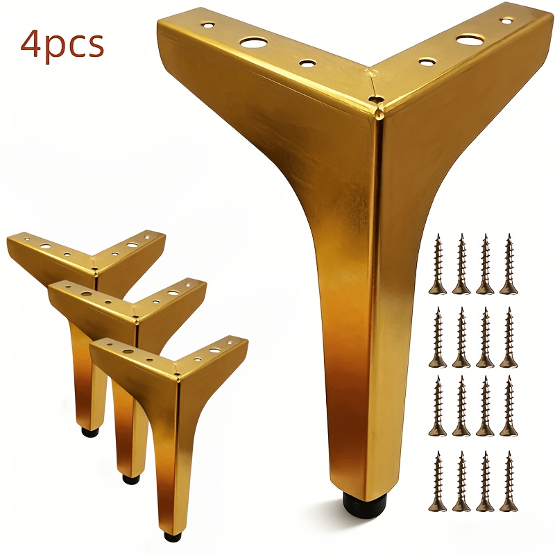 TEMU Set Of 4 Metal Furniture Legs: Support Legs With Screws For Modern Sofas, Coffee Tables, Tv Cabinets, Nightstands, And Bathroom Vanities; Sturdy