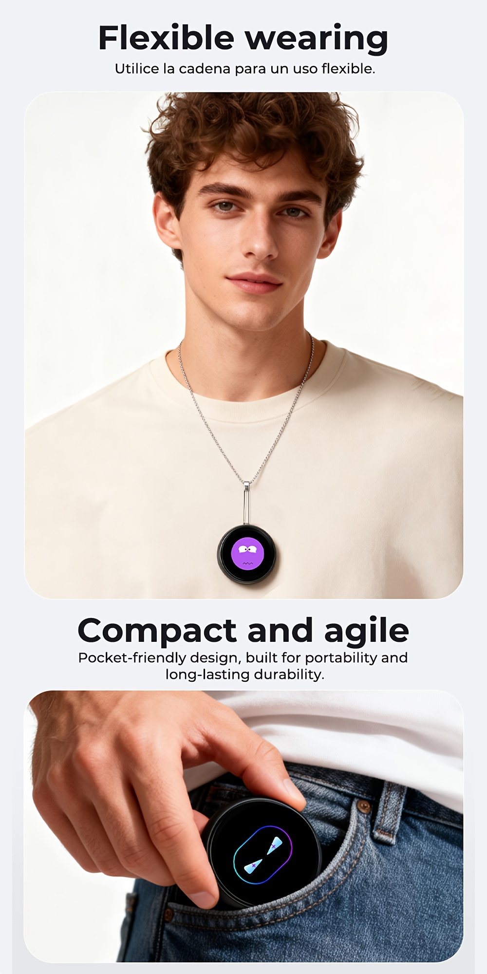 ZNP Skaitmeninis ženklelis, AI palydovas ženklelis, nešiojamas Bluetooth vertėjas, įrenginys, vertantis į 60 kalbų, neprisijungęs prie interneto, HD jutiklinis ekranas, Wi-Fi nereikalingas, visų viename asistentas kelionėms/verslui/gyvenimui