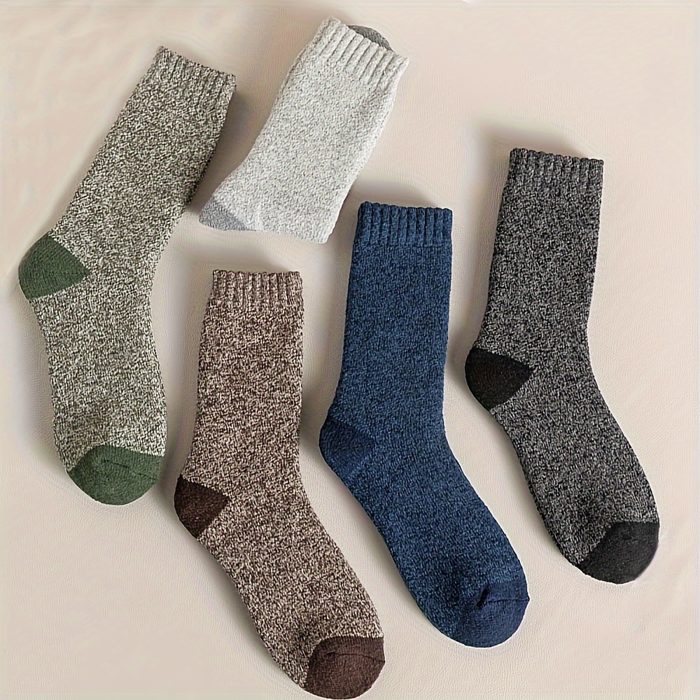 

3/6pcs Men's Fleece-lined Warm Crew Socks For Winter - Cozy, Breathable & Stylish