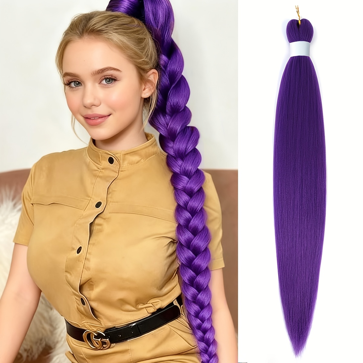 TEMU Perruques Fantaisie Colorées Y2K Cos Festives Variées pour Noël et Halloween, Extensions de Cheveux Synthétiques Tressées : Texture Pré-étirée