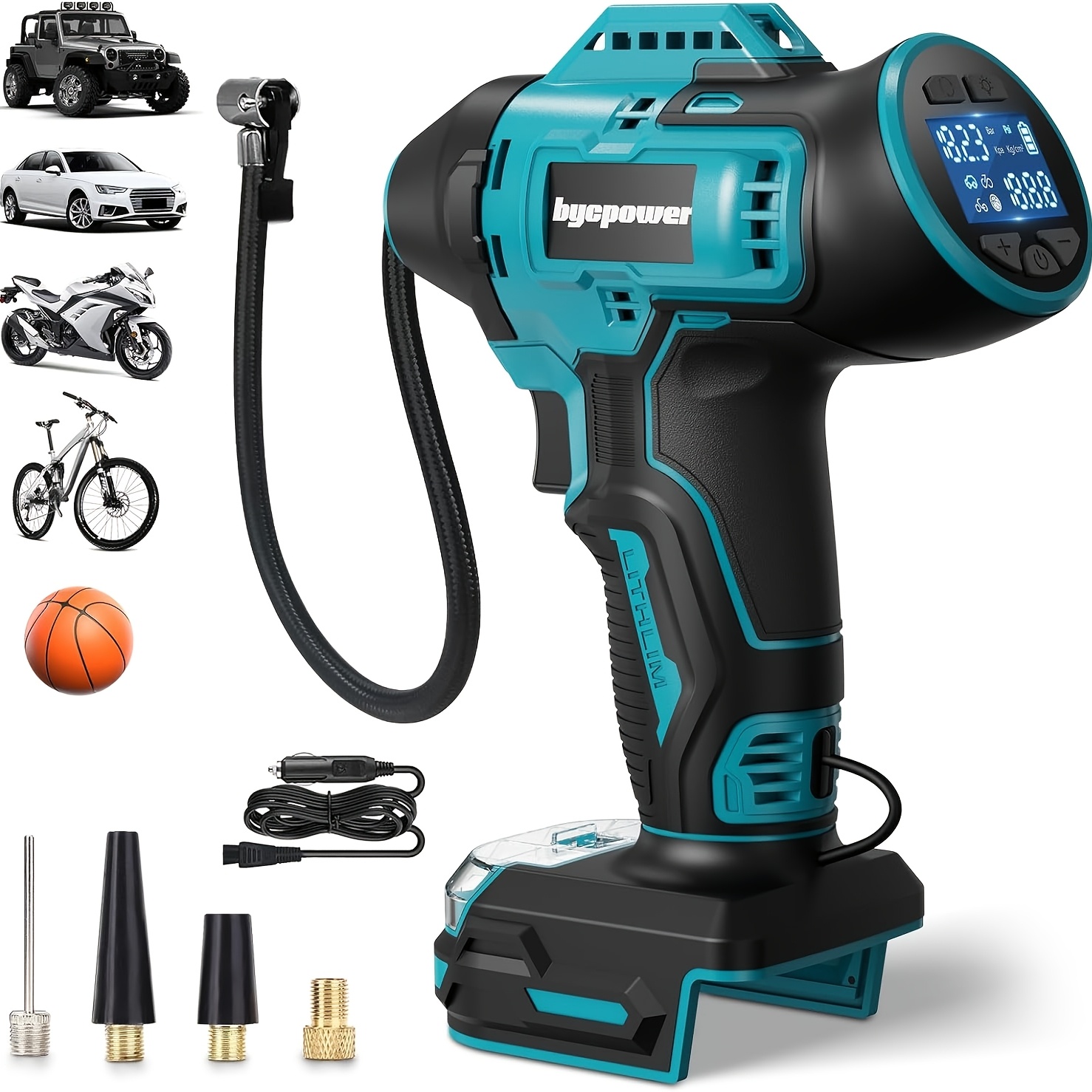 Professional Cordless Inflator Compatible With 18v: 160psi With Digital Gauge For Precise, Portable Inflation Of Cars, Motorcycles & Sports Equipment. (battery Not Included)