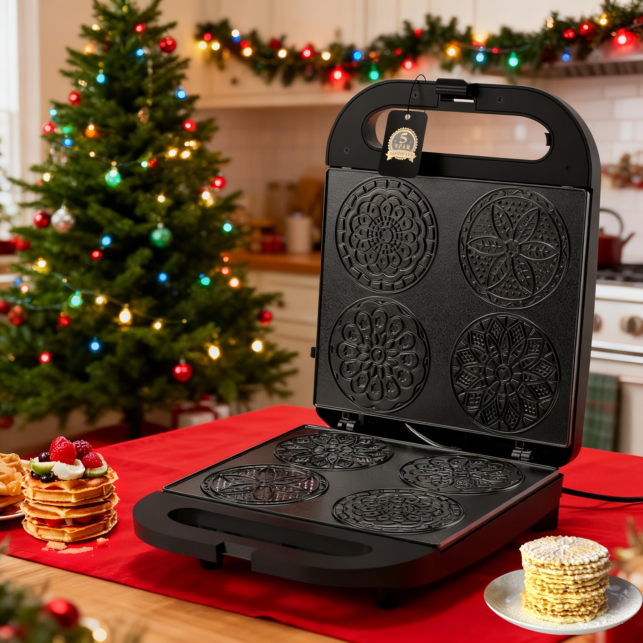 TEMU Mini Electric Cookie Maker, 4 * 4 Inches, , Perfect For Breakfast, Snacks, Desserts, And More