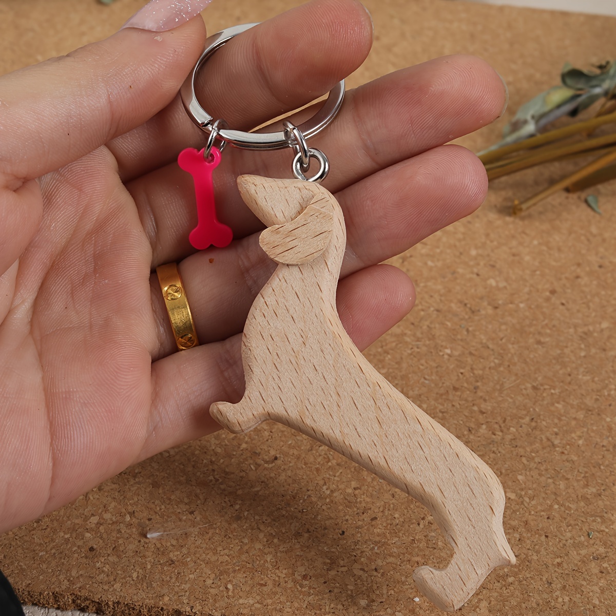 

Wooden Dog Keychain, 1pc, , Key , Mother's Day And