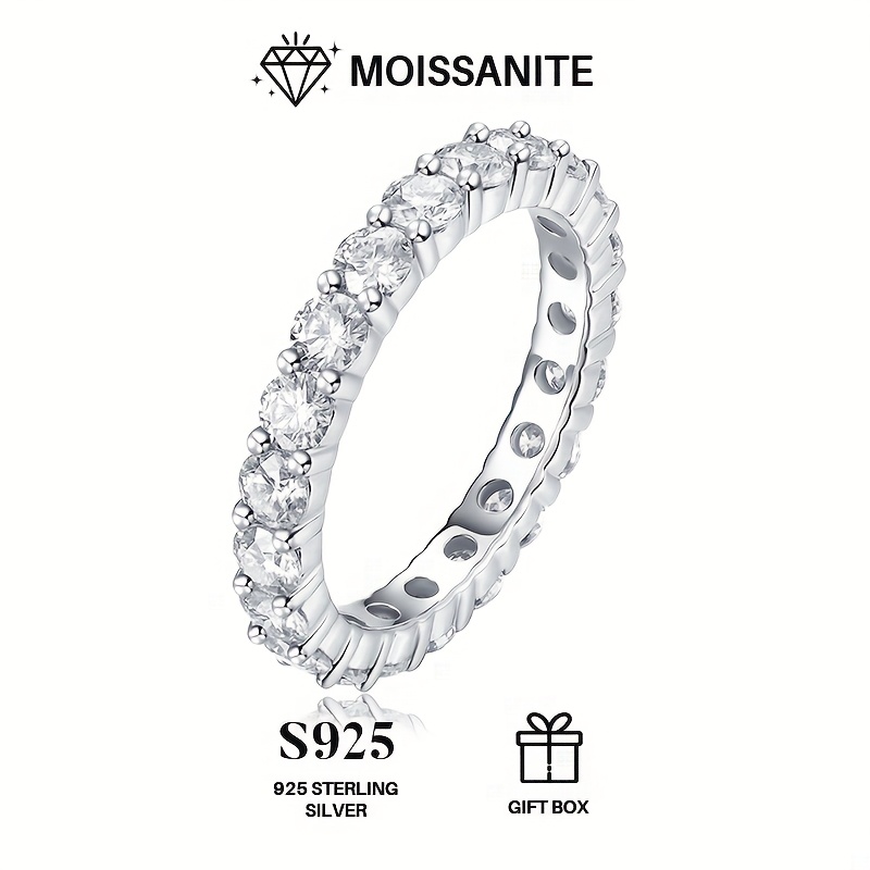 925 Silver Moissanite Ring for Men and Women, Elegant Gift