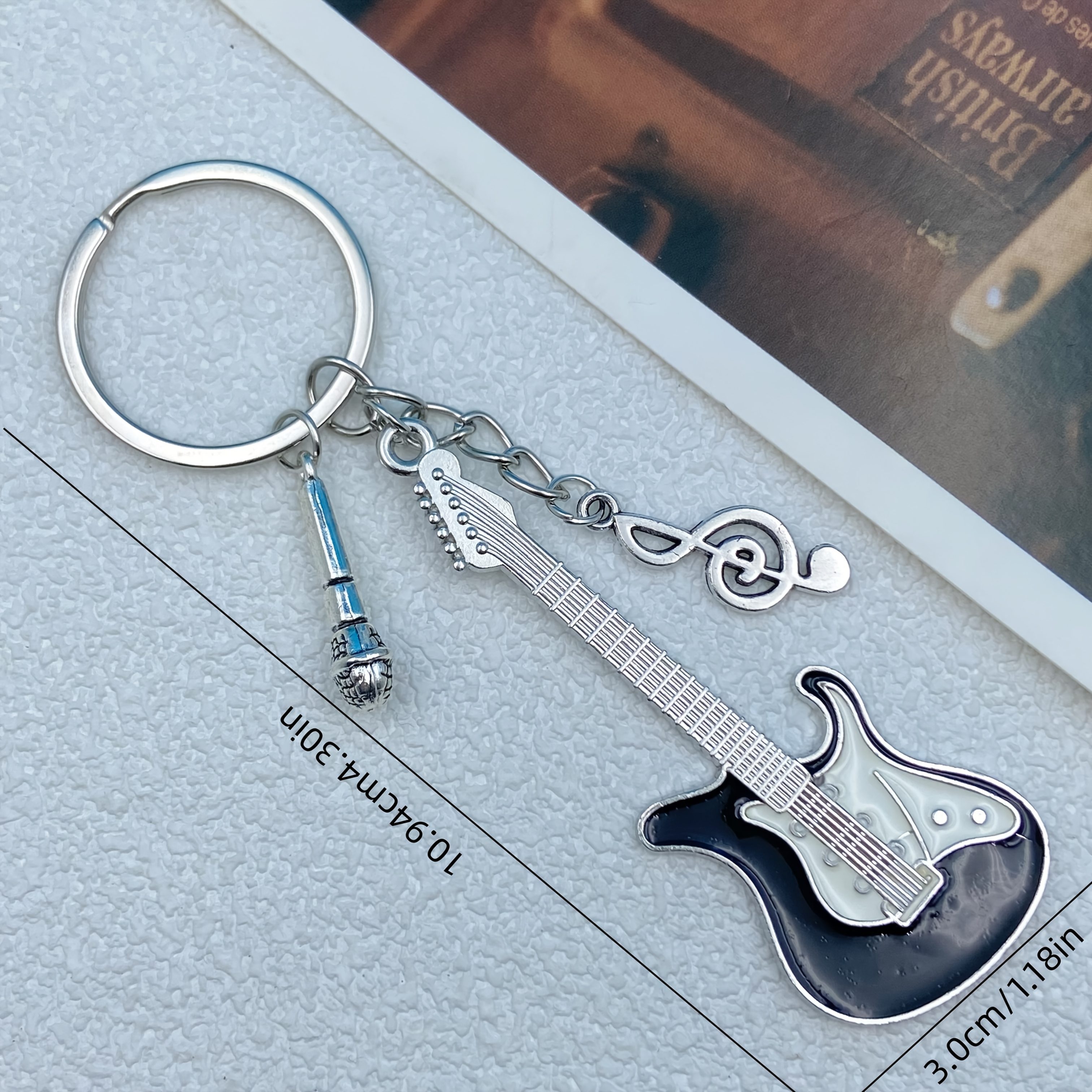 TEMU 1pc Guitar Diy Keychain, Fashionable Trendy Bag Charm, Car Keychain