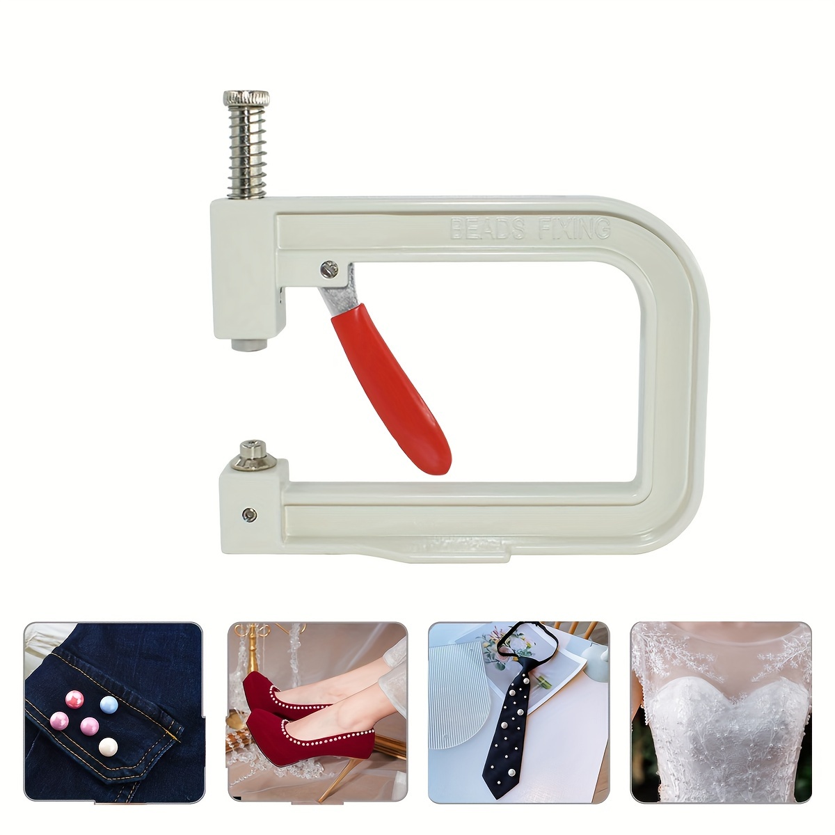 portable handheld beading machine diy pearl rhinestone press tool for jewelry making alloy craft accessory inlay device details 0