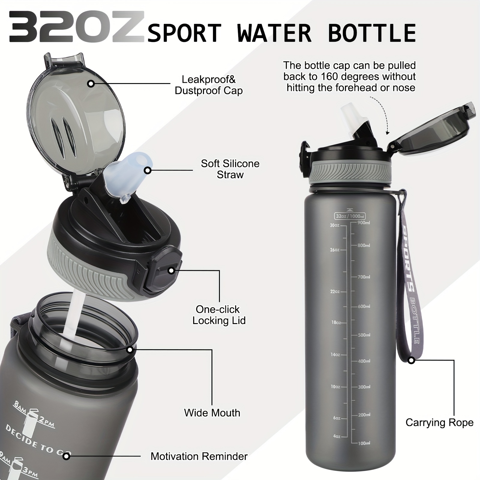 1l sports water bottle a straw dishwasher safe - Temu Japan
