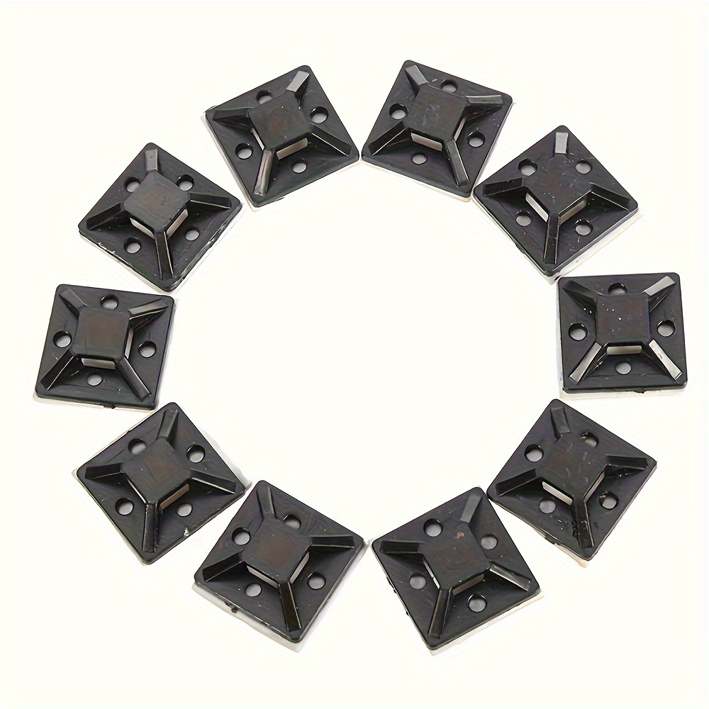 

100pcs Self-adhesive Zip Tie Mounts, Cable Wire Management Clamps, Black 20x20mm Square Clips, No Battery Required