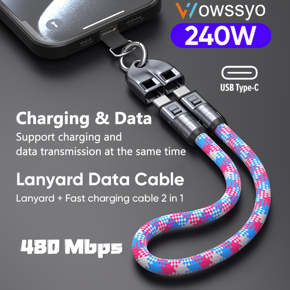 Type-C Lanyard Data Cable, Supports PD240W Fast Charging & Data Transfer