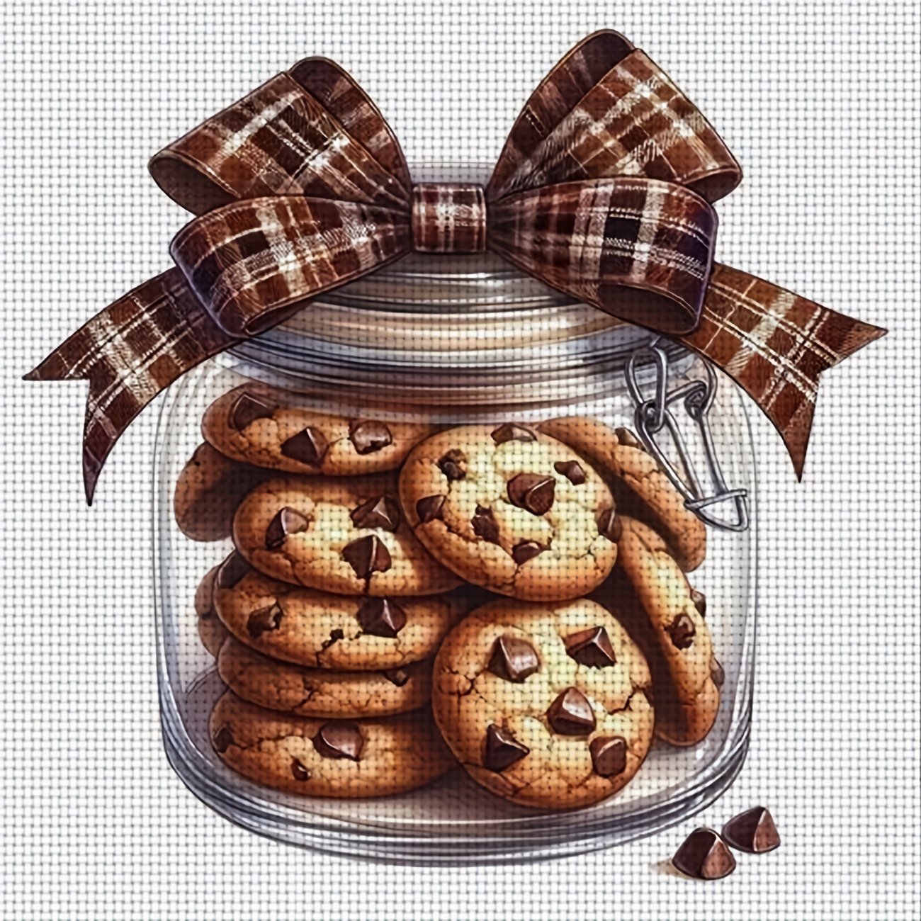 TEMU 1 kit de broderie point de croix imprimé DIY, cadre, motif "Chocolat dans un bocal en verre", parfait pour un moment de détente pour débutants,