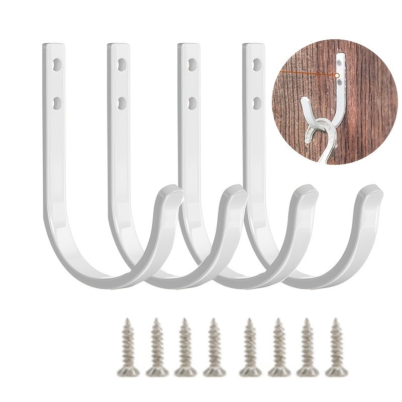 TEMU 4pcs Set Of Heavy-duty Wall Hooks, Suitable For Garages, Outdoor Areas, Gardens, Public Spaces, Etc