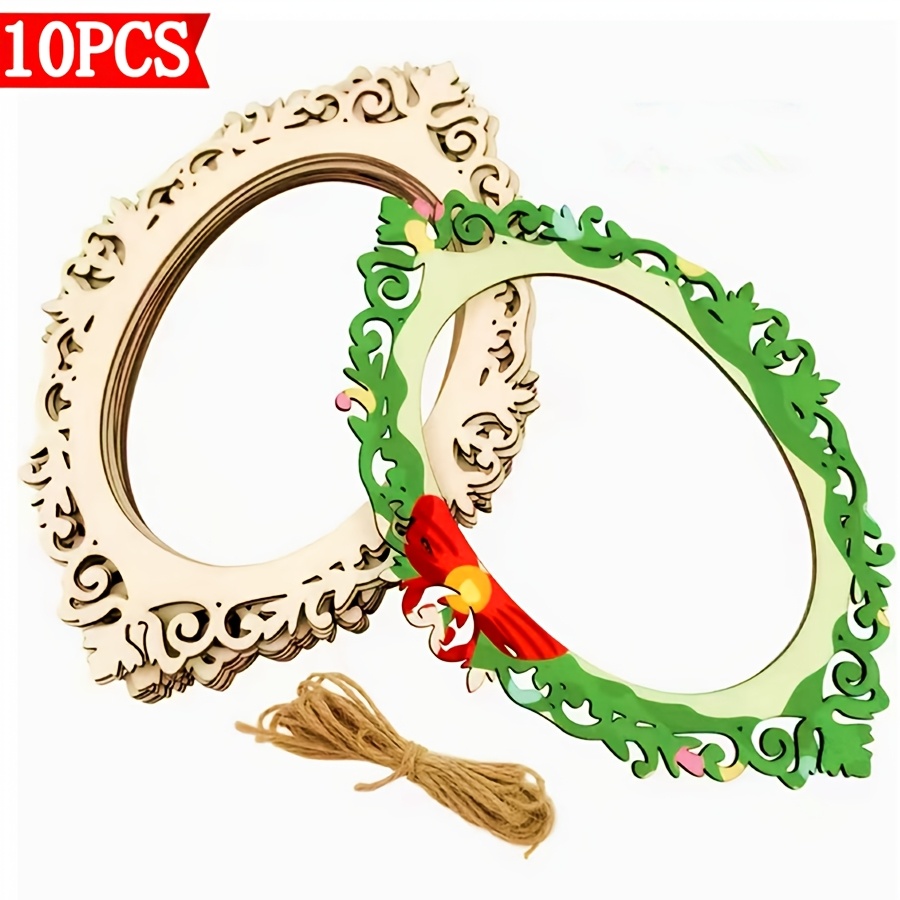 TEMU 10 cadres photo en bois avec dentelle, 4,3 x 5,9 pouces, avec corde de chanvre, décoration pour anniversaire, mariage, fête, peinture, Noël,