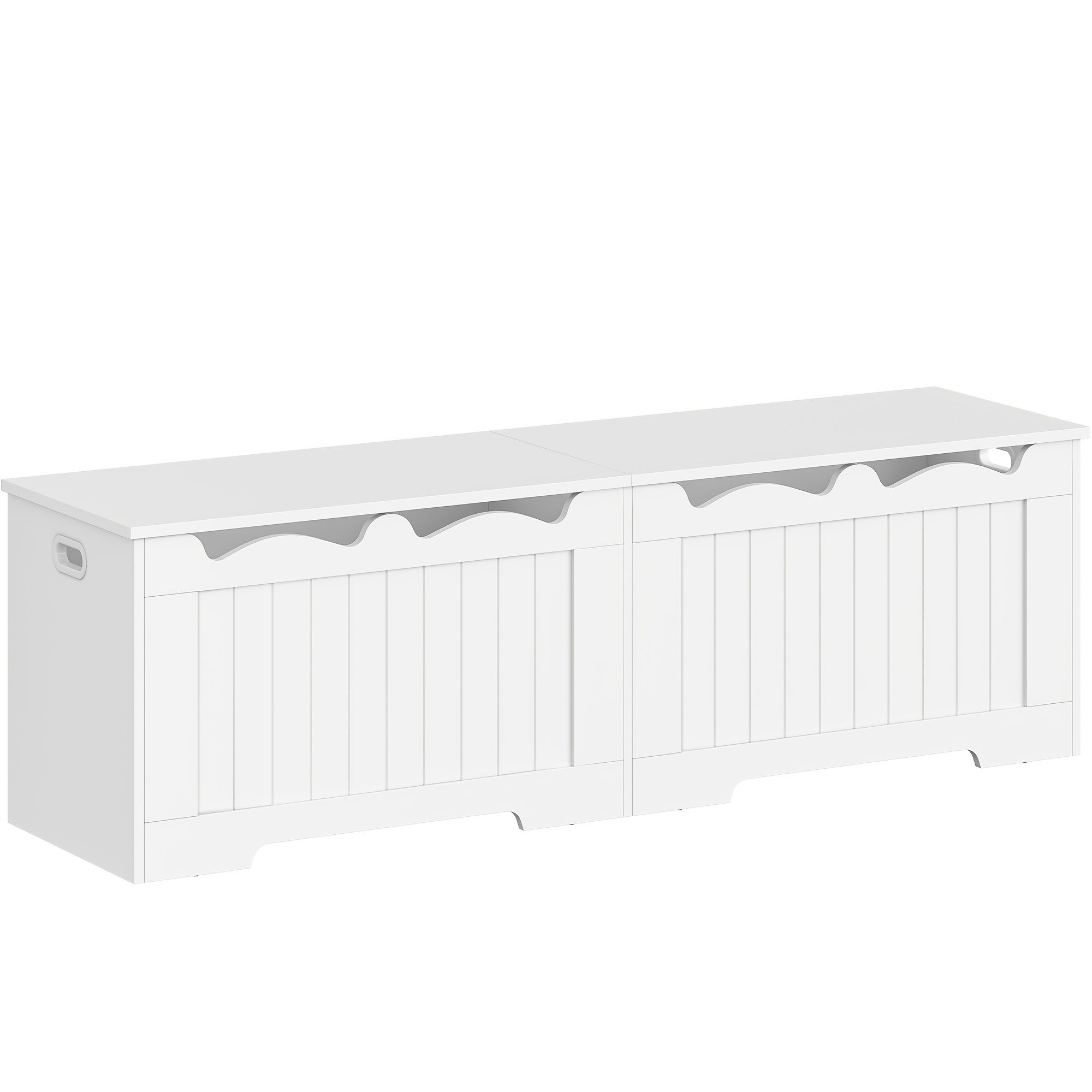59-inch Storage Box, Extra-large Storage With 2 Hinges, Wooden Body, Storage Box, Shoe Bench, Suitable For Entryway, Bedroom, Living Room, White, Trunks