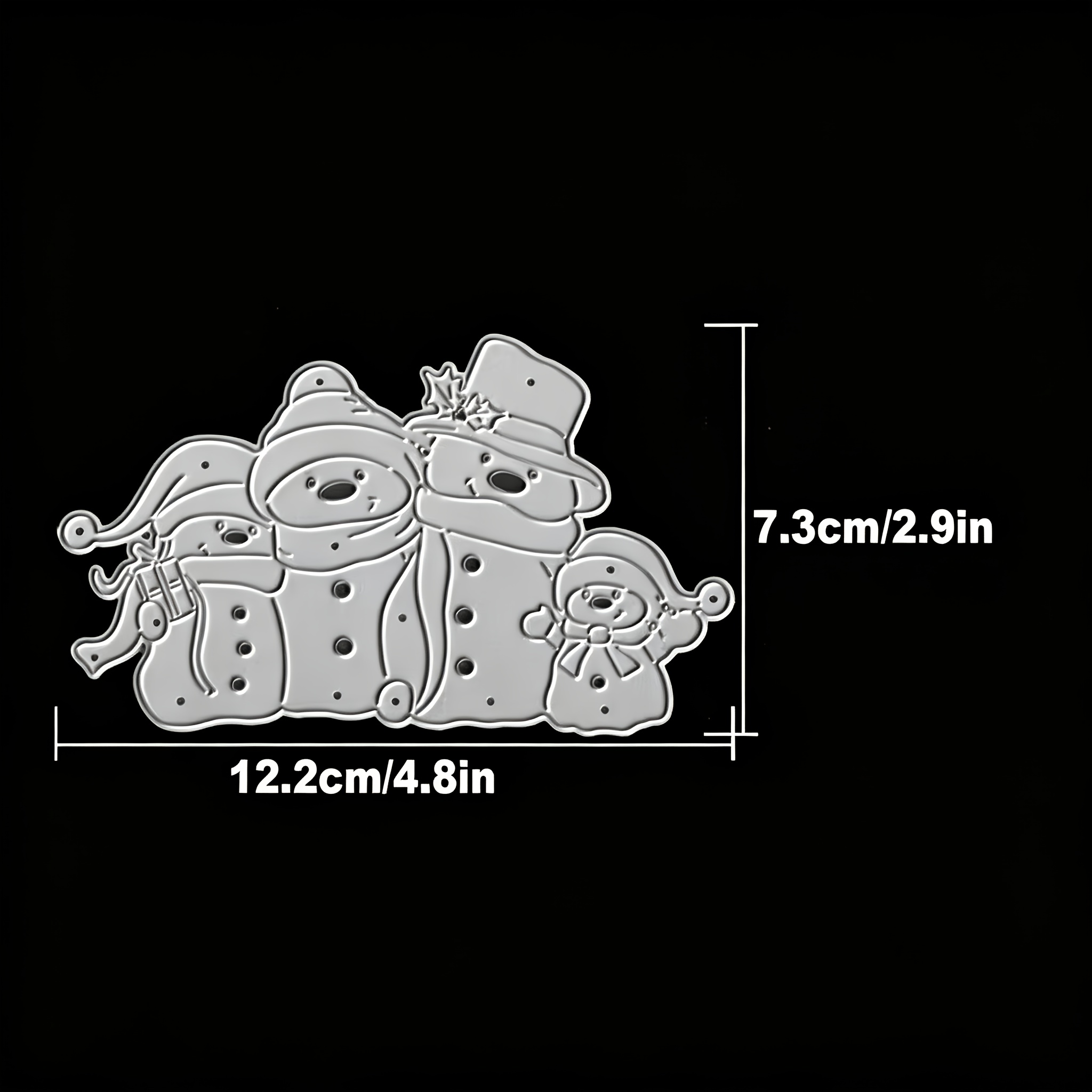 TEMU 1pc Snowman Family Cutting Die Mold, Template For Scrapbooking, Vintage Elegant Design, Multifunctional Craft Tool, Suitable For Art Enthusiasts