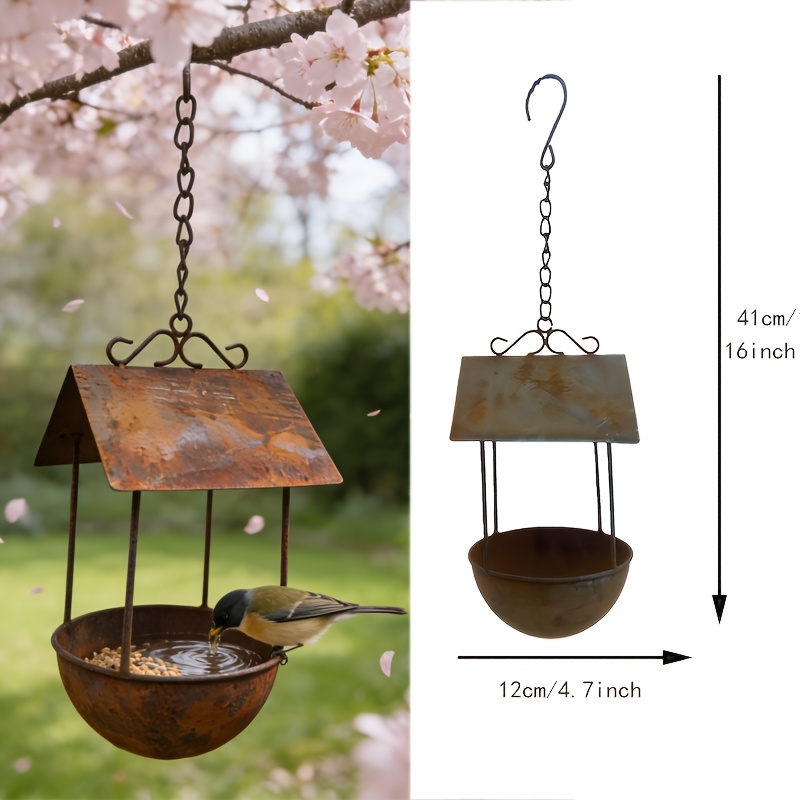 TEMU Distributeur de nourriture pour oiseaux multifonctionnel et simple en métal, 1 pièce, artisanat de jardin extérieur en fer, peut fournir une de