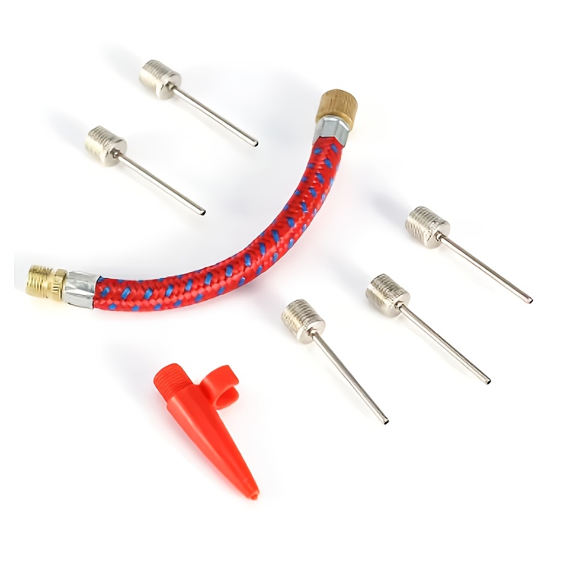 E-shop Pumpennadel-Inflator-Adapter-Set 7-teilig mit flexiblem Luftschlauch für Fußball, Reifen