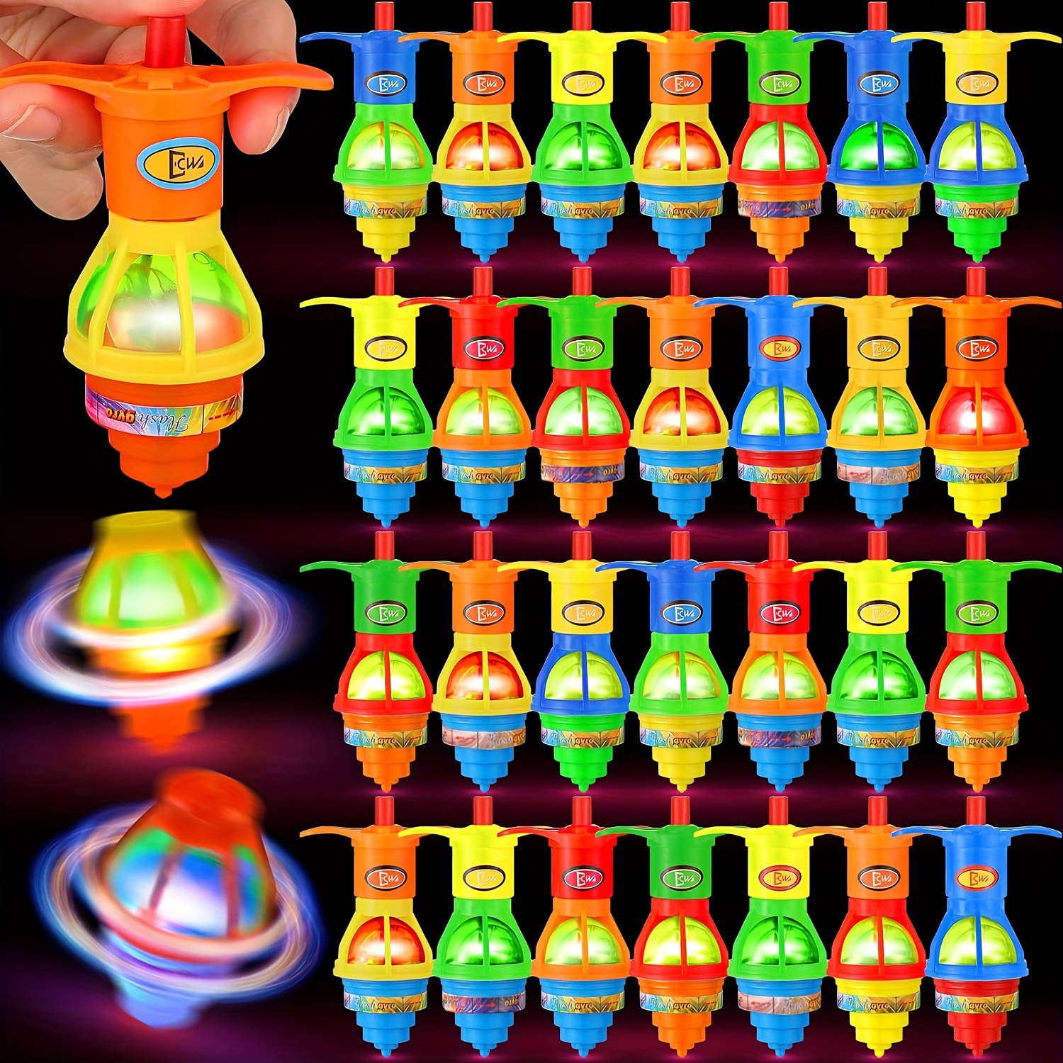 15pcs led lights up flickering flying object spinning gyro party fun gyro toys christmas graduation season easter thanksgiving gifts color random details 0