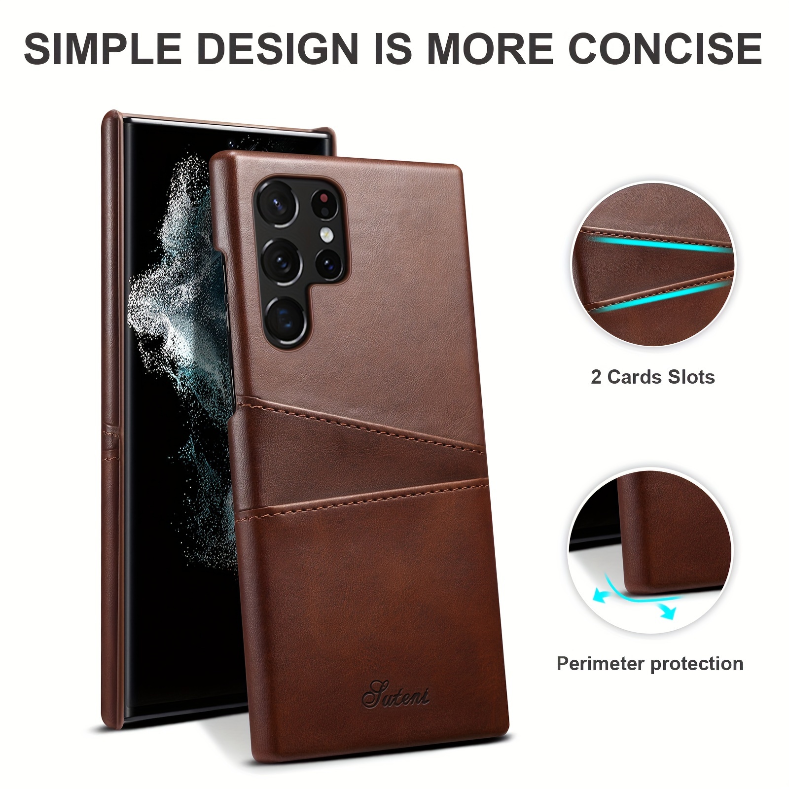 faux leather four color card holder pluggable card phone case suitable for samsung all inclusive protective case creative simple niche phone case for iphone galaxy s24 plus ultra details 2
