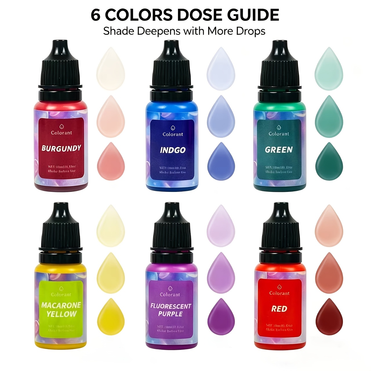TEMU Juego de tintes para velas de 6 colores, 10 ml/botella, pigmento altamente concentrado para velas de aromaterapia DIY y jabón artesanal, para