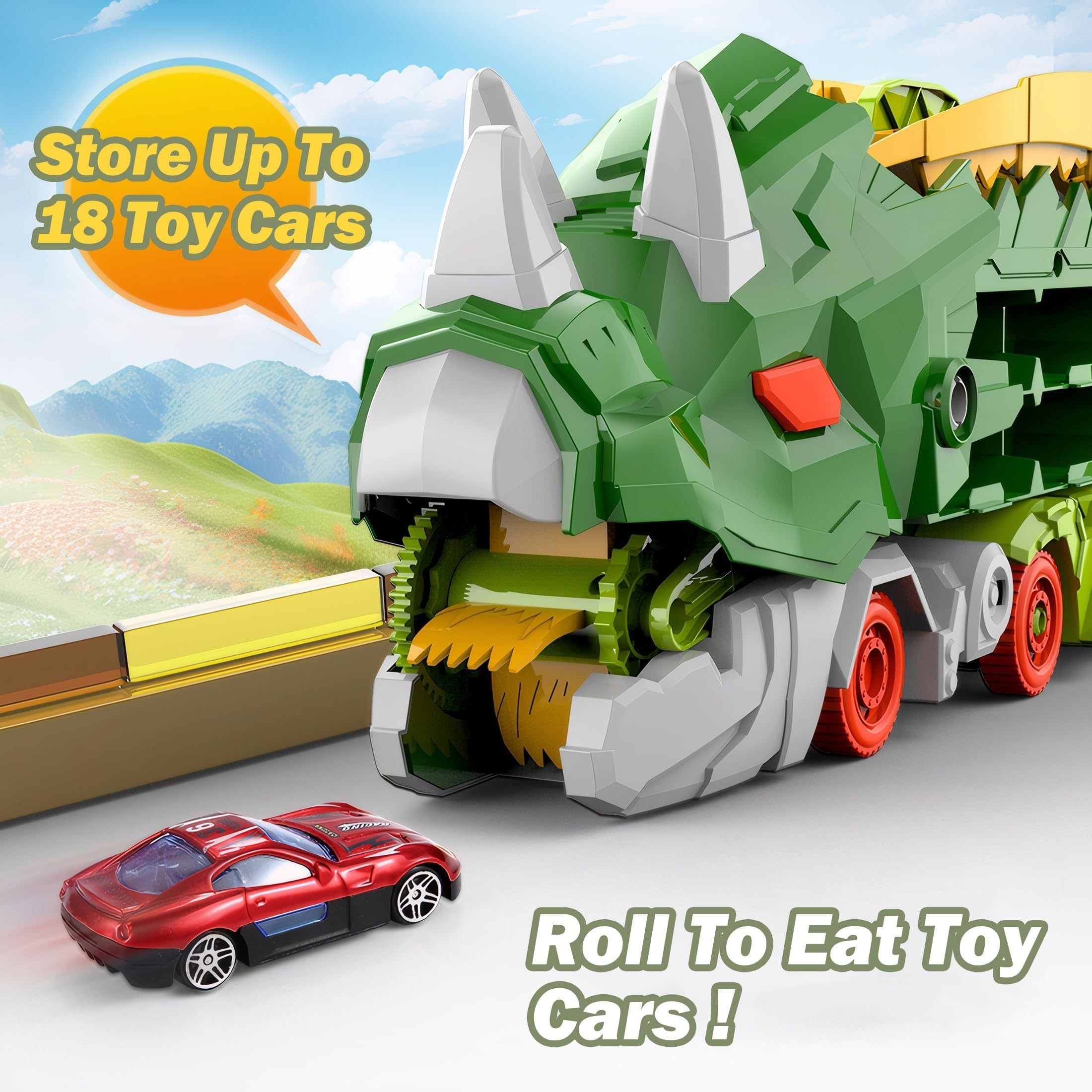  dinosaur transformer track toy car launcher alloy mini vehicles childrens slide engineering vehicle manual push operation mode toy trucks details 1