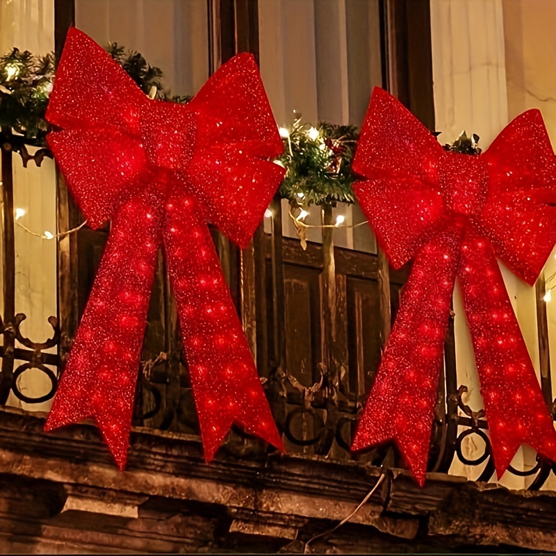 Lot De 36 Nœuds De Noël Rouges Avec Feuille D'or - Décorations Pour Sapin, Cadeaux, Couronnes, Mariage, Anniversaire - 8