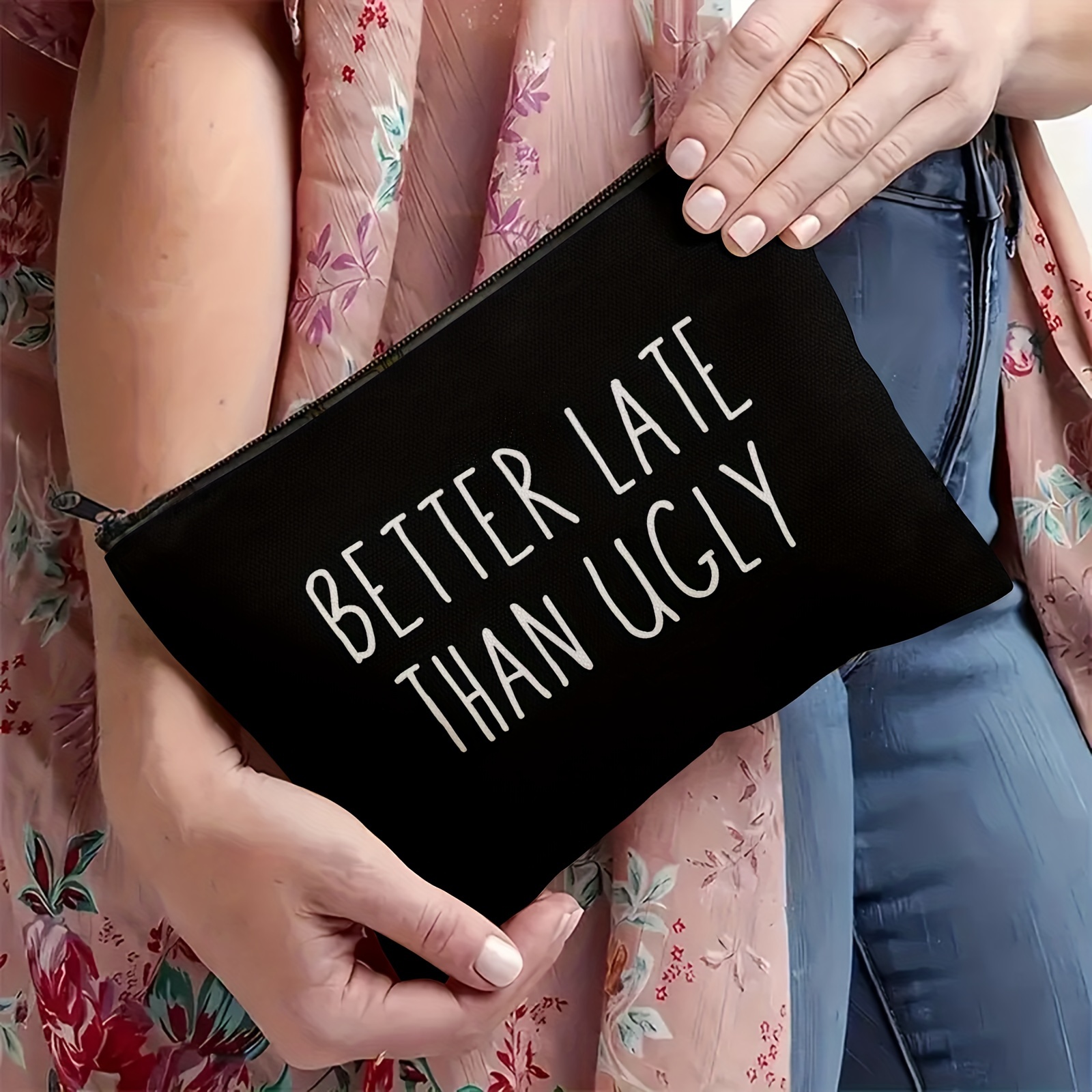 Lustige Make-up-Tasche Aus Baumwolle & Leinen – Beidseitig Bedruckt & Wasserabweisend