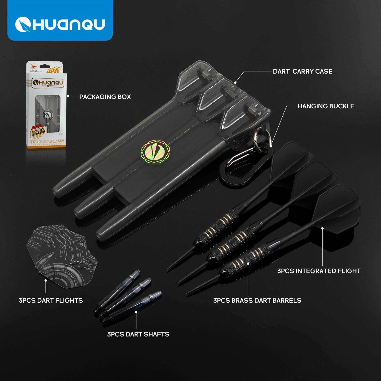 23g Alles-in-Één Koperen Dartset met Opbergkoffer, Inclusief Reserve Dartschachten en Vluchten, Professionele Competitie- en Oefendartset, Dartsportaccessoire - Stuk Cadeau