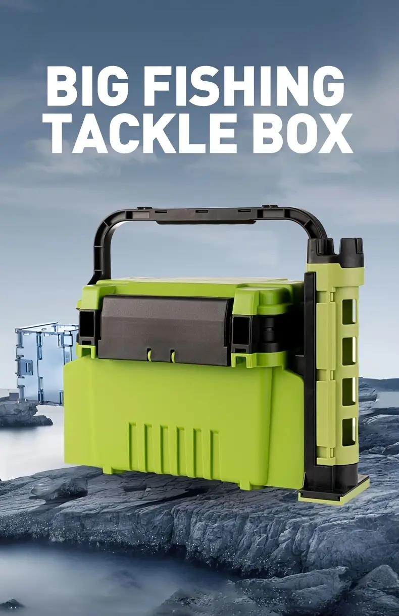 Large Plastic Tackle Box Rod Holder Waterproof Fishing Gear - Temu