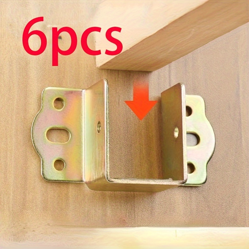 TEMU 6-pack Heavy-duty Metal Bed Frame Brackets: Support Hooks For Furniture Fixing, Suitable For Corner Hinges And Wooden Furnishings