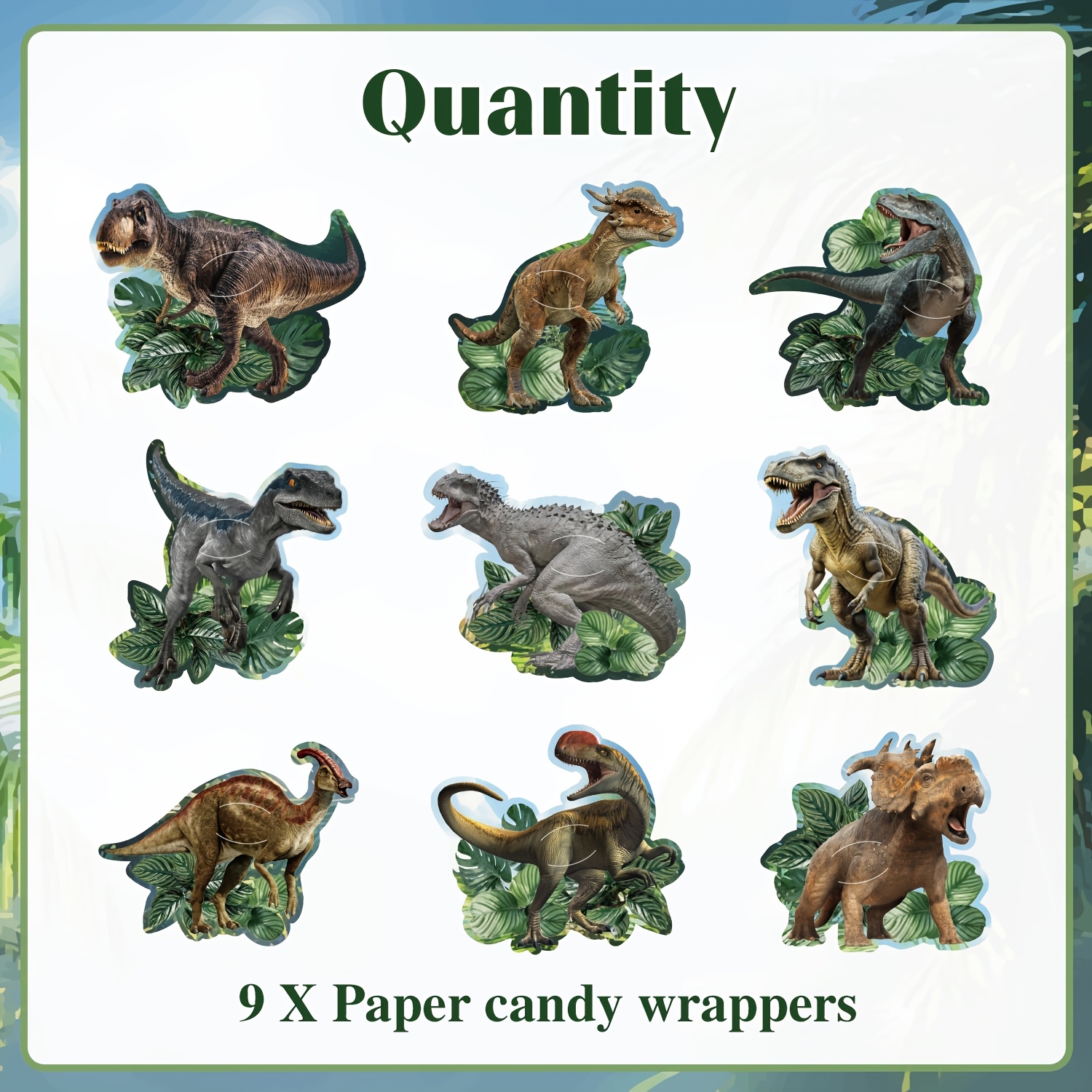 E-shop Geschenk für Sie/Ihn 9-teiliges Dinosaurier Geburtstagsparty-Gastgeschenke - Realistische Dinosaurier-Verpackungs-Süßigkeitenkarten, Sortierte