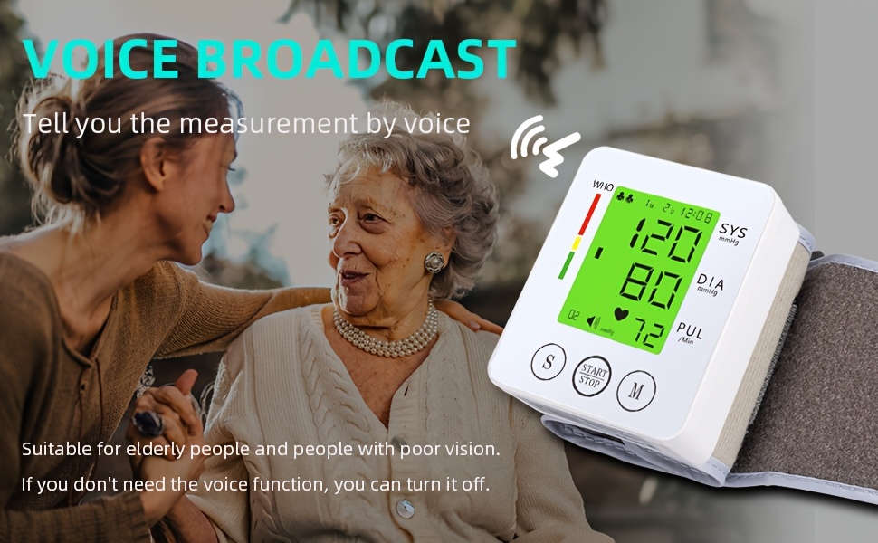  kun wrist   automatic wrist bp monitor talking blood pressure cuff for home use adjustable cuffs for adult electronic digital large lcd display with battery and carrying case Product details 5