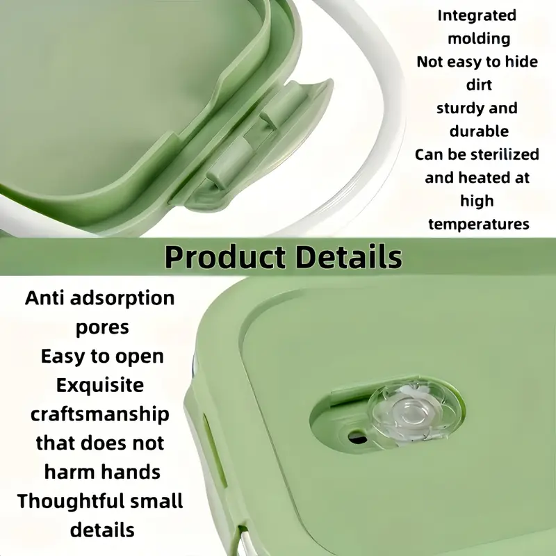 1 rectangular 1040ml borosilicate thickened glass food storage container leak proof healthy and safe microwave and oven refrigerator freezer built in silicone ring with locking airtight lid stackable reusable borosilicate glass food container no electricity required integrated design for bpa free suitable for home and travel use takeout worker bento box Product details 2