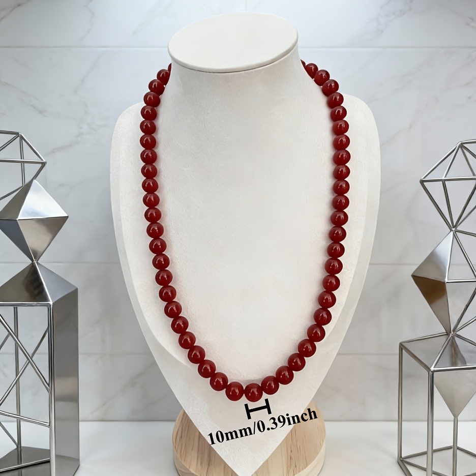 Natural Red Agate Bead Necklace, Good Fortune