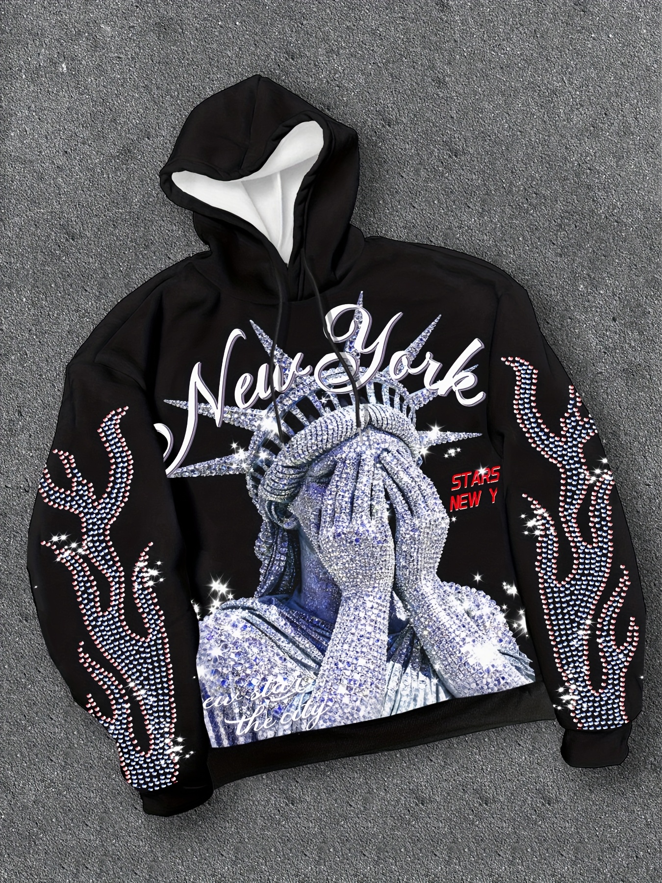 A Men'S Hoodie Perfect for The Fall And Winter Seasons, Featuring a Trendy New York Graphic, Embodying Y2K Aesthetics, Great for Streetwear And Casual Daily Outfits