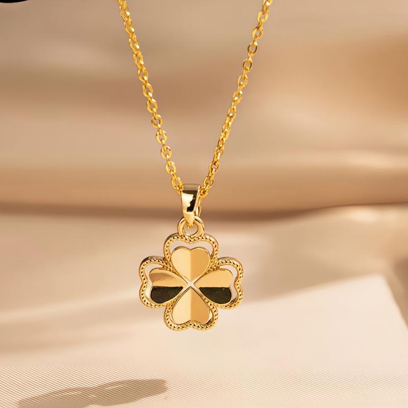TEMU 1 pièce Collier élégant pour femme de pétale de cœur - Plaqué , convient pour les fêtes, les vacances, , cadeau de bijou toute l'année, bijou