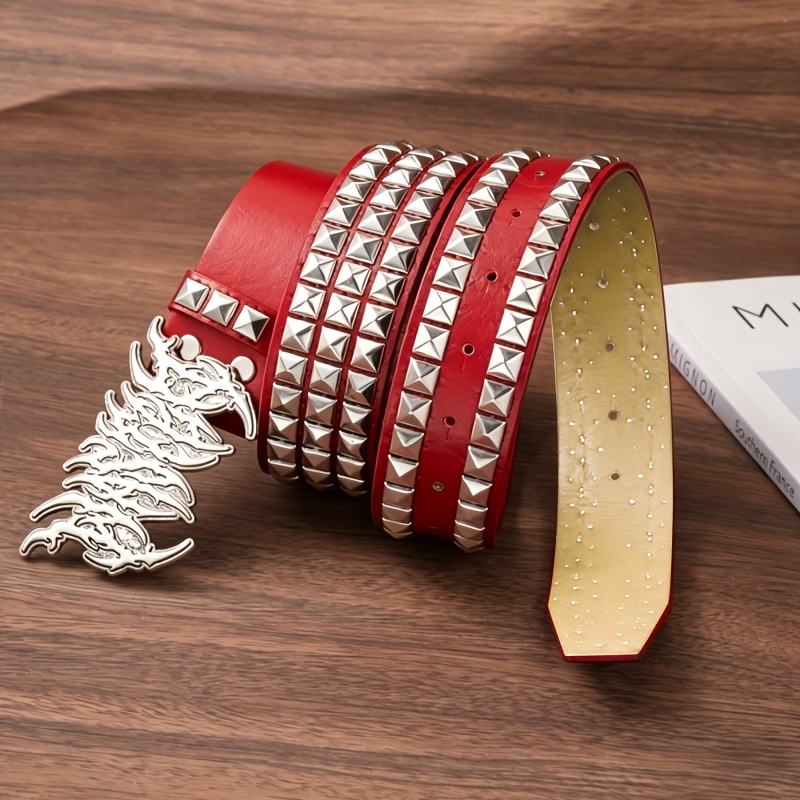 Gothic Flame Letter Buckle Rivet Belt for Men & Women