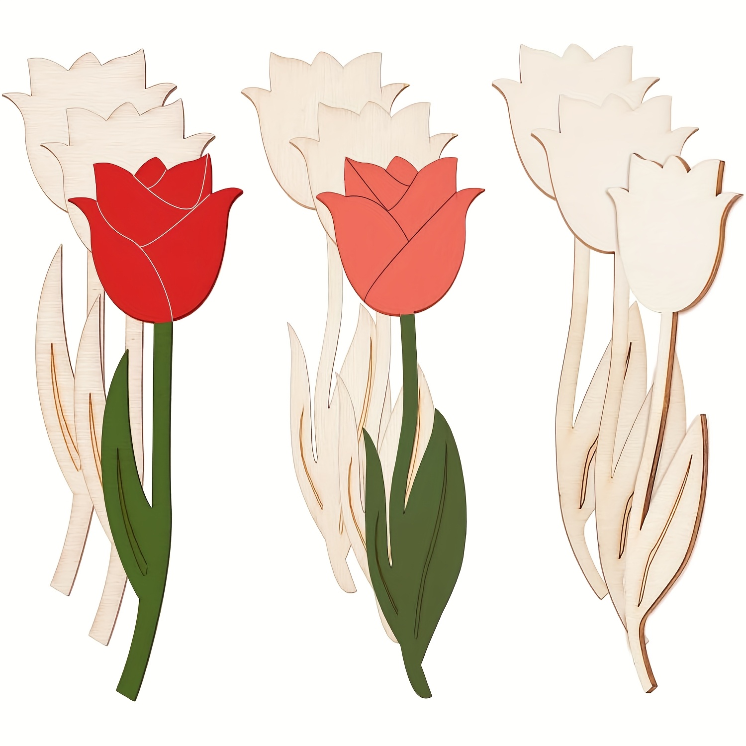 

Pack Rose-shaped Wooden Cutouts, Spring Floral Crafting Wood Art Boards For Diy Projects, Festive Gifts, Home & Outdoor Decor, Painting Supplies