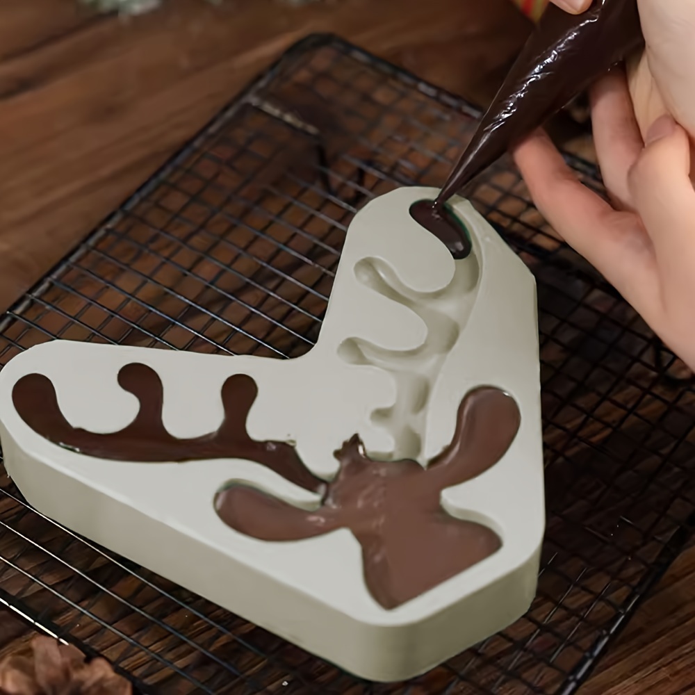 Molde De Silicona De Ciervo Navideño - Con Base, Para Chocolate, Jabones, Resina, Decoración Fiestas