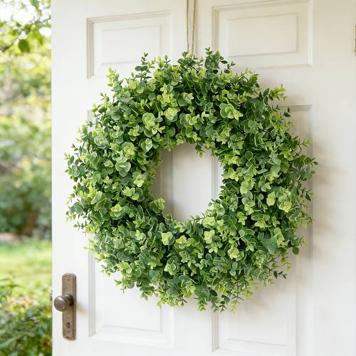 17 7 inch artificial boxwood small wreath for front doors 1 leaves wreath spring summer wreaths for indoor outdoor hanging wall window wedding home decor party farmhouse
