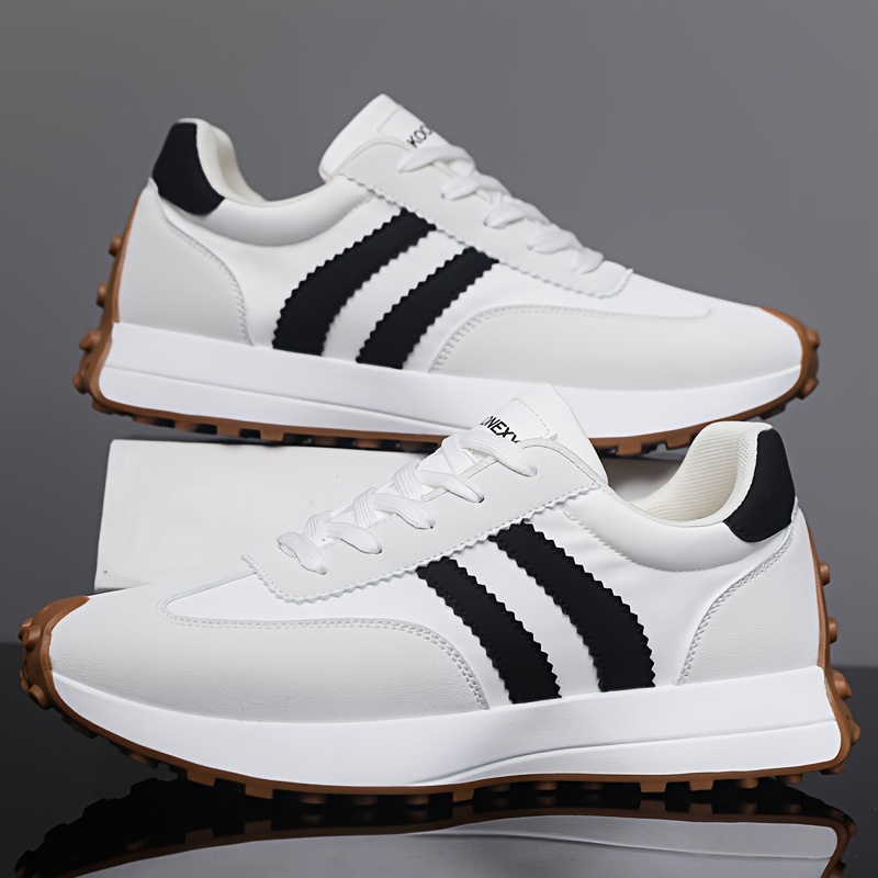 [baskets] chaussures de skate pour hommes - chaussures de sport décontractées et confortables à lacets et rayures tendance | vêtements toutes  , design bas, bout rond, semelle en pvc, marque koonexy, chaussures pour hommes 2