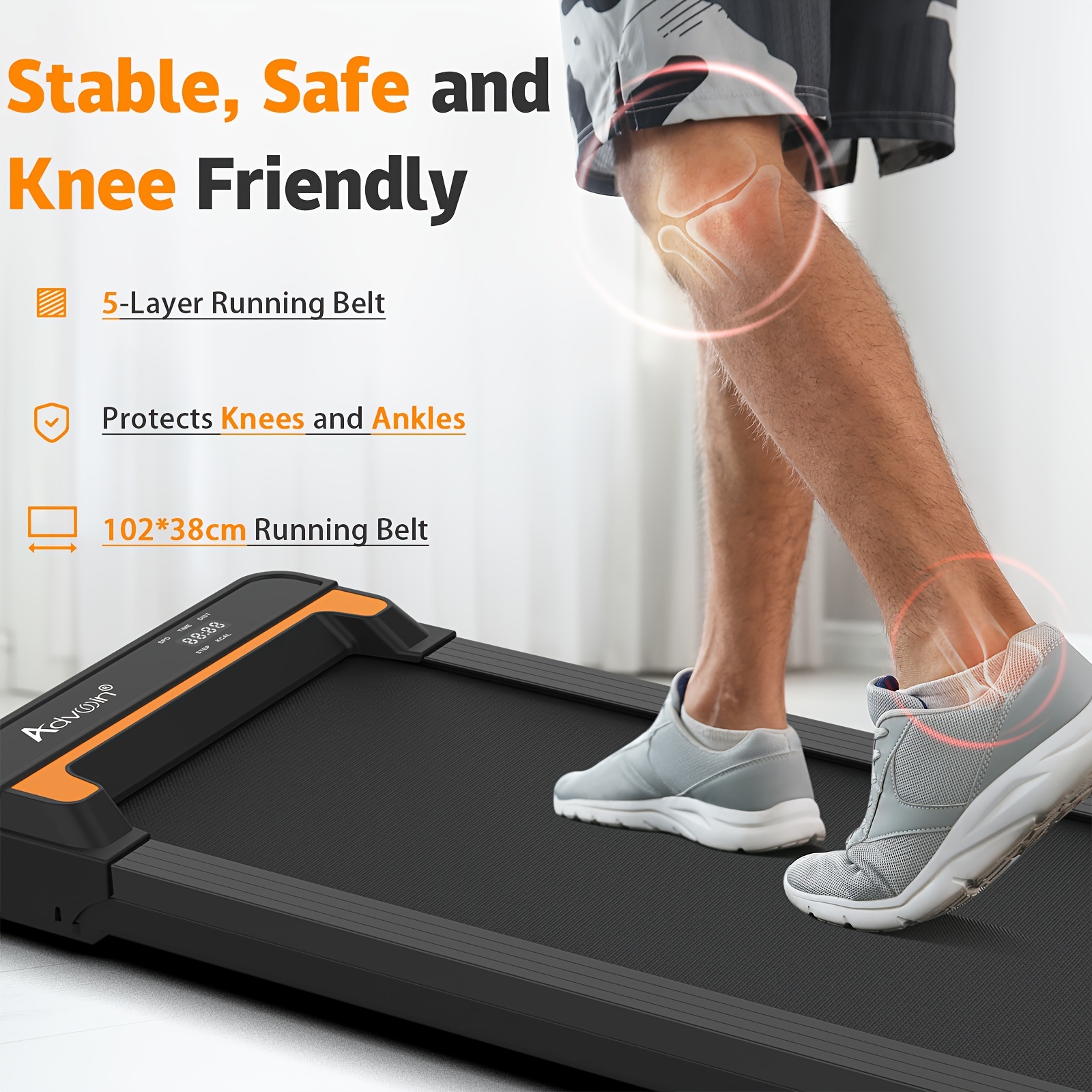 Advwin Walking Pad Treadmill, Under Desk Electric Treadmill for Home, Compact Low Noise Portable Walking Running Machine